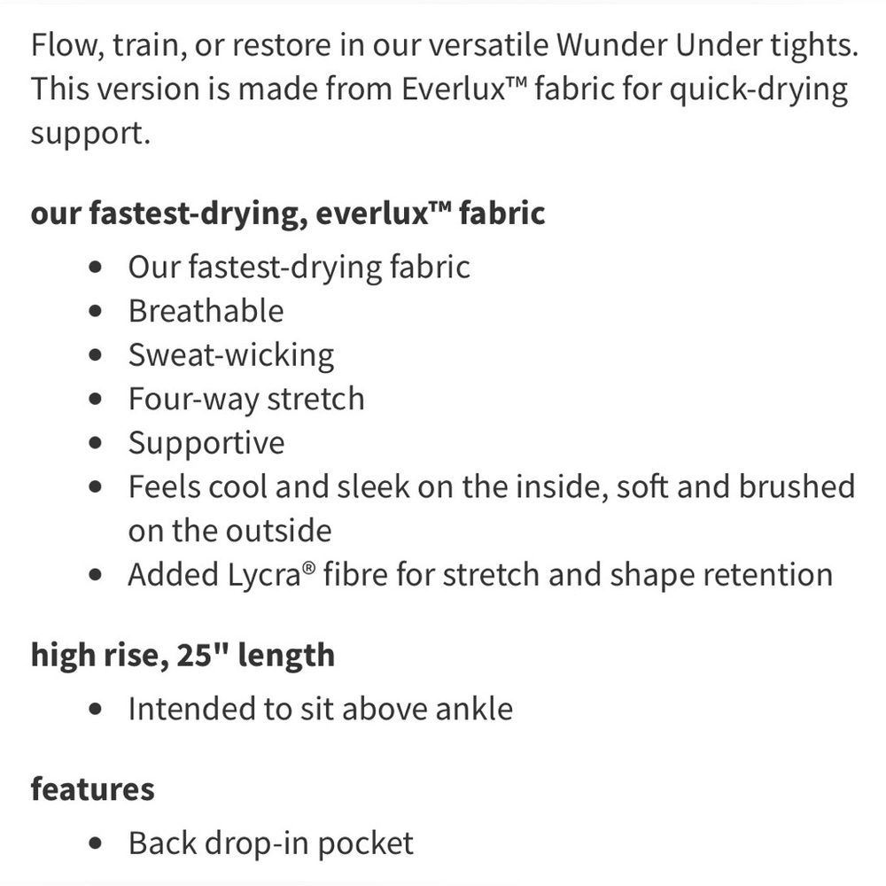 Lululemon Wunder Under Everlux High-Rise Tight 25” in Nightfall - Picture 7 of 7